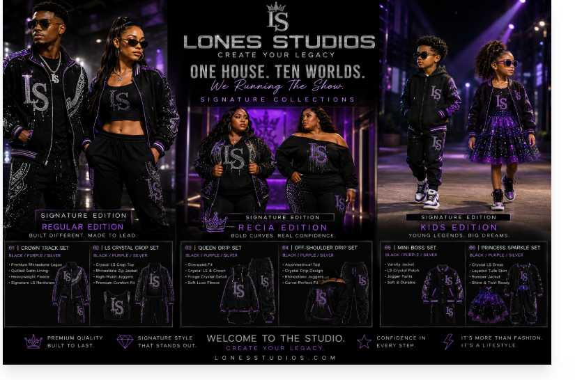 Lones Studios Signature collections for adults and children, including Recia Edition